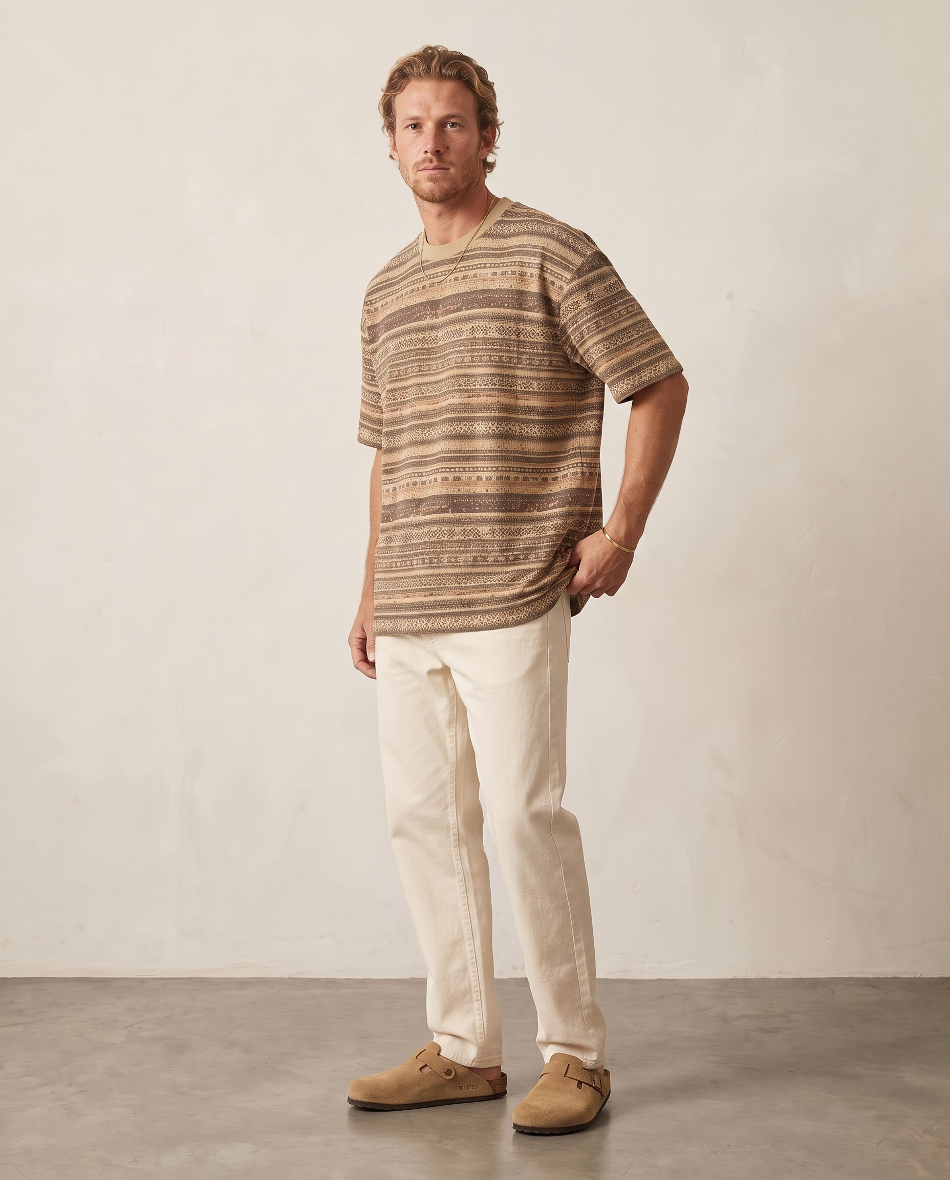 Tribal Jacquard Tee - Khaki