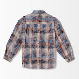Distressed Flannel - Blue Plaid