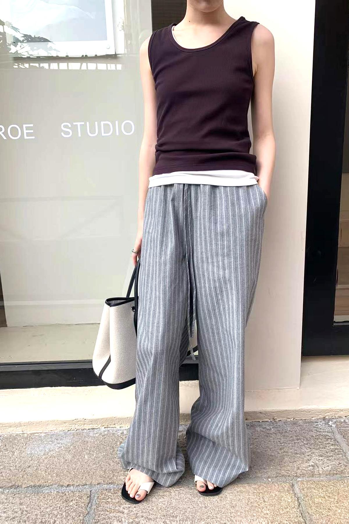 Striped Wide-Leg Linen Pants