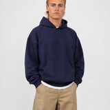 Brushed Fleece Hoodie Navy - Front Close Up View