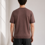 Slub Knit Tee - Brown - detail view