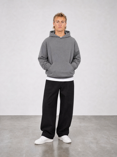 Brushed Fleece Hoodie Grey - Front View