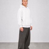 Brushed Fleece Hoodie White - Three Quarter Front View