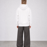 Brushed Fleece Hoodie White - Back View