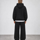 Brushed Fleece Hoodie Black - Back View
