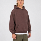 Brushed Fleece Hoodie Coffee - Three Quarter Front View