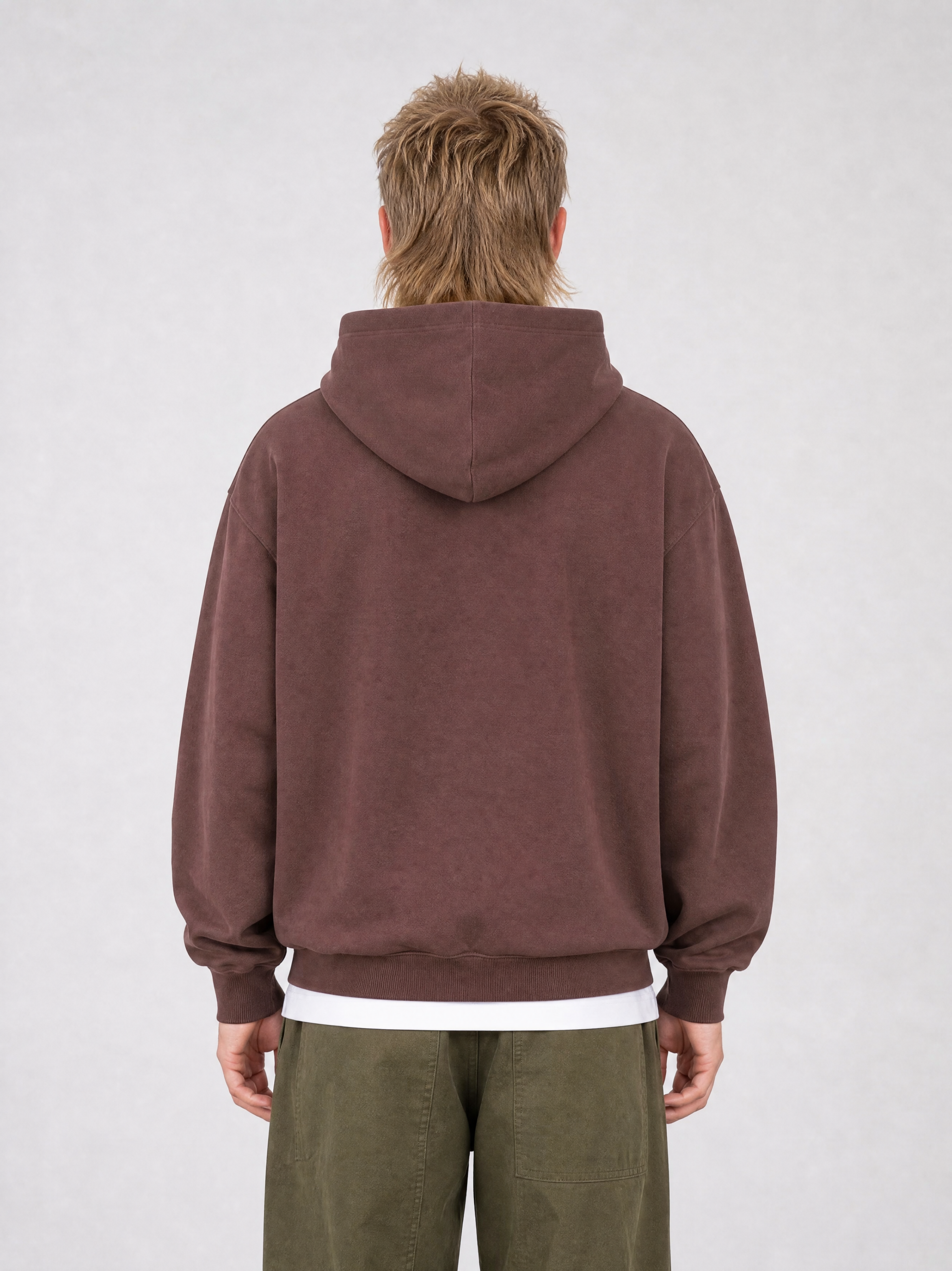 Brushed Fleece Hoodie Coffee - Back View