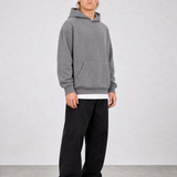 Brushed Fleece Hoodie Grey - Three Quarter Back View