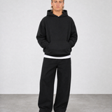Brushed Fleece Hoodie Black - Front Full Body View