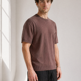 Slub Knit Tee - Brown - lifestyle angle