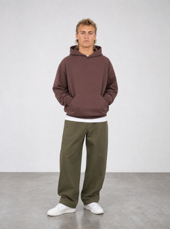 Brushed Fleece Hoodie Coffee - Front View