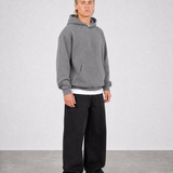 Brushed Fleece Hoodie Grey - Three Quarter Front View