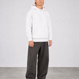 Brushed Fleece Hoodie White - Three Quarter Side View