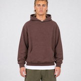 Brushed Fleece Hoodie Coffee - Front Close Up View