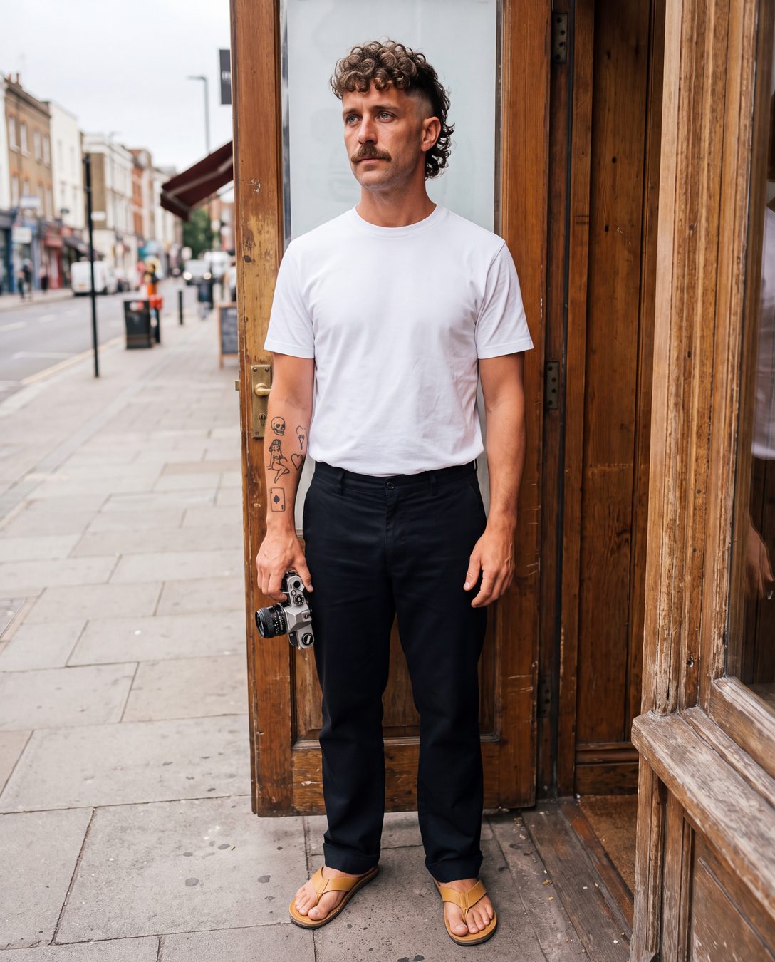 Relaxed Straight Cotton Trouser - Black, Black, worn