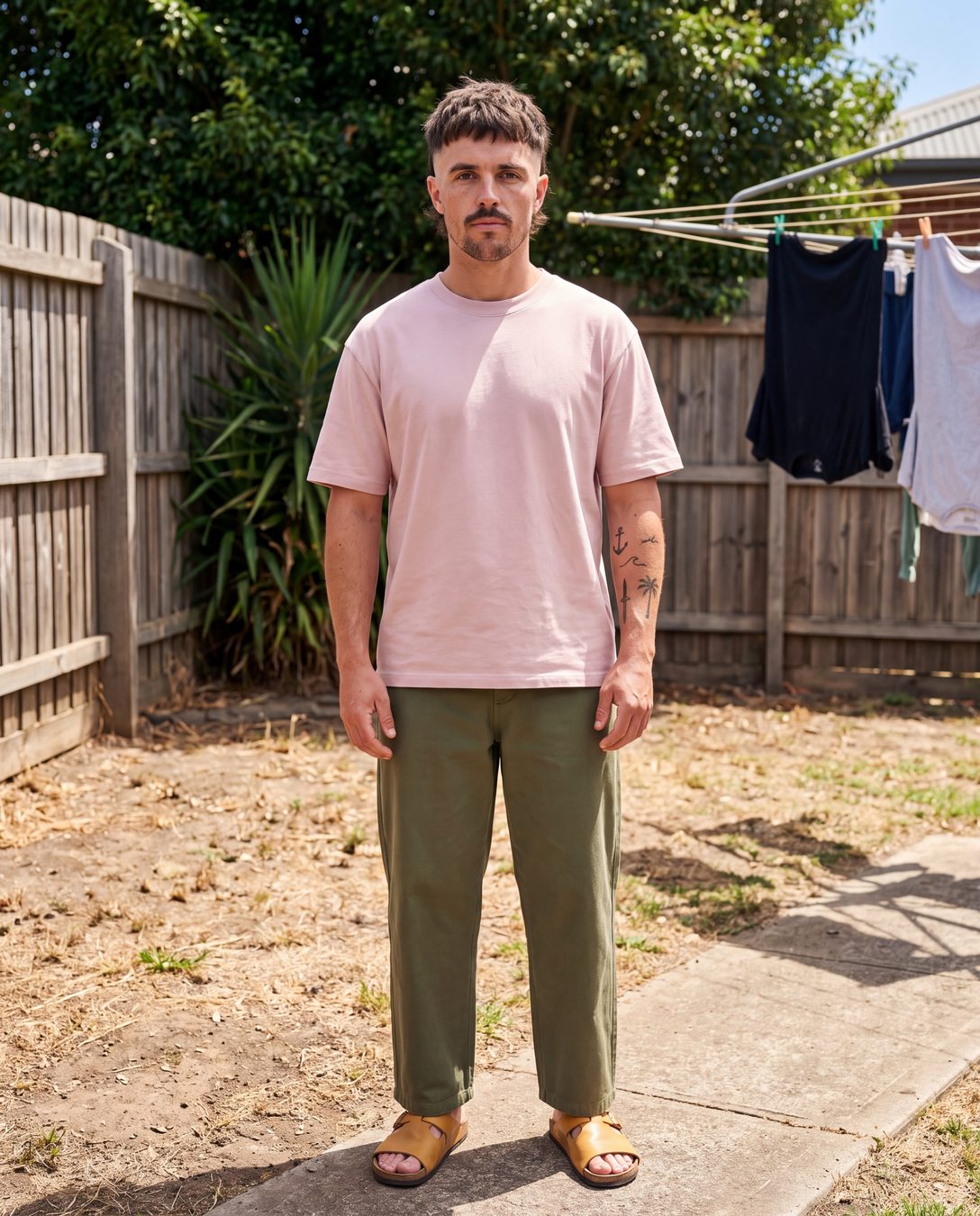 Frame Tee - Pink, Pink, worn