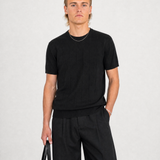 Hipland Knitted Tee - Black - front alternate view