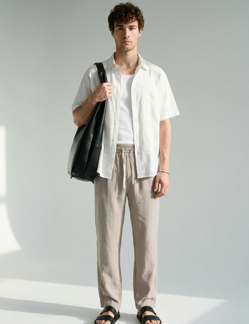 Hipland Nara Beach Trouser Stone Taupe front