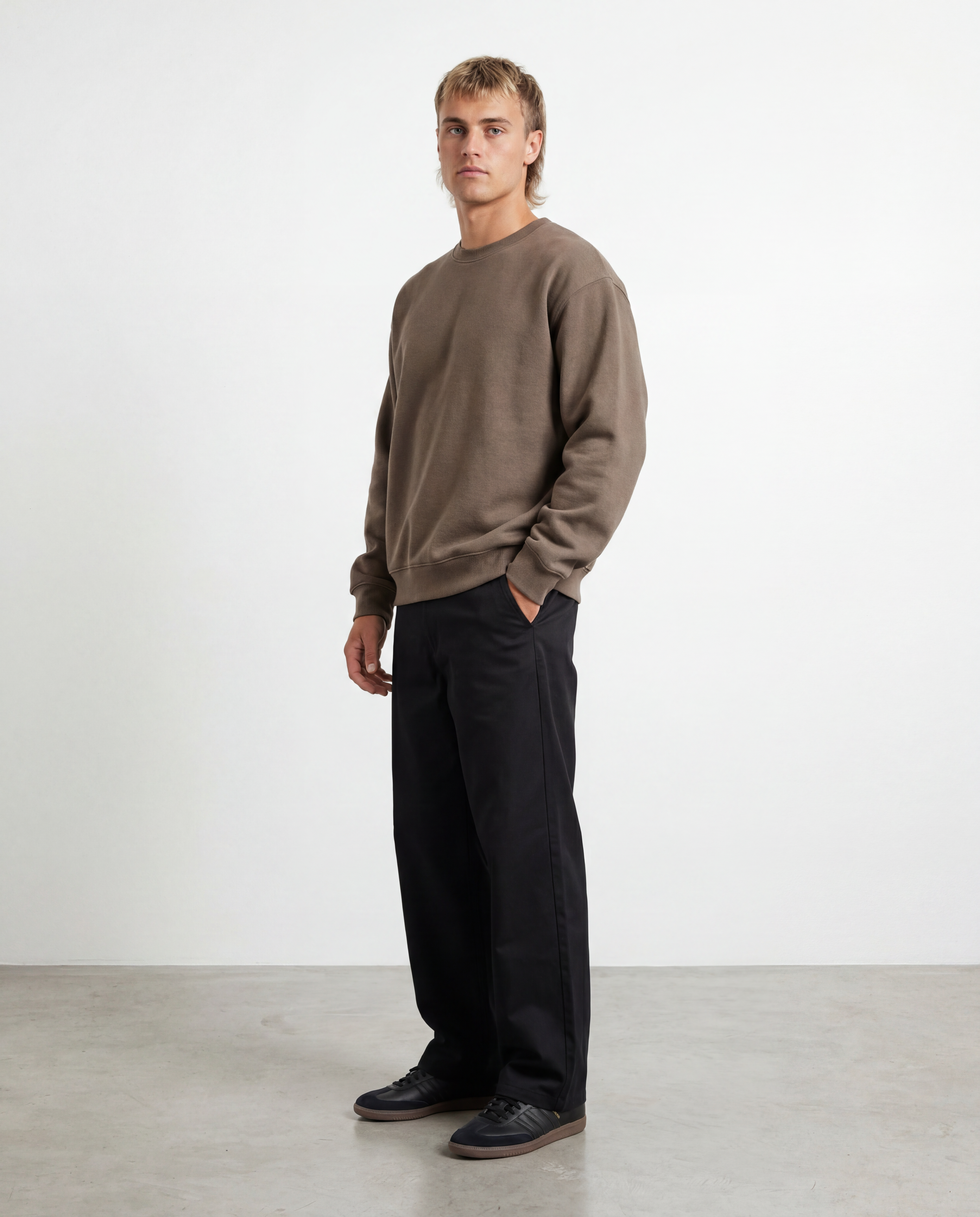 Relaxed Crewneck Sweatshirt - Dark Khaki
