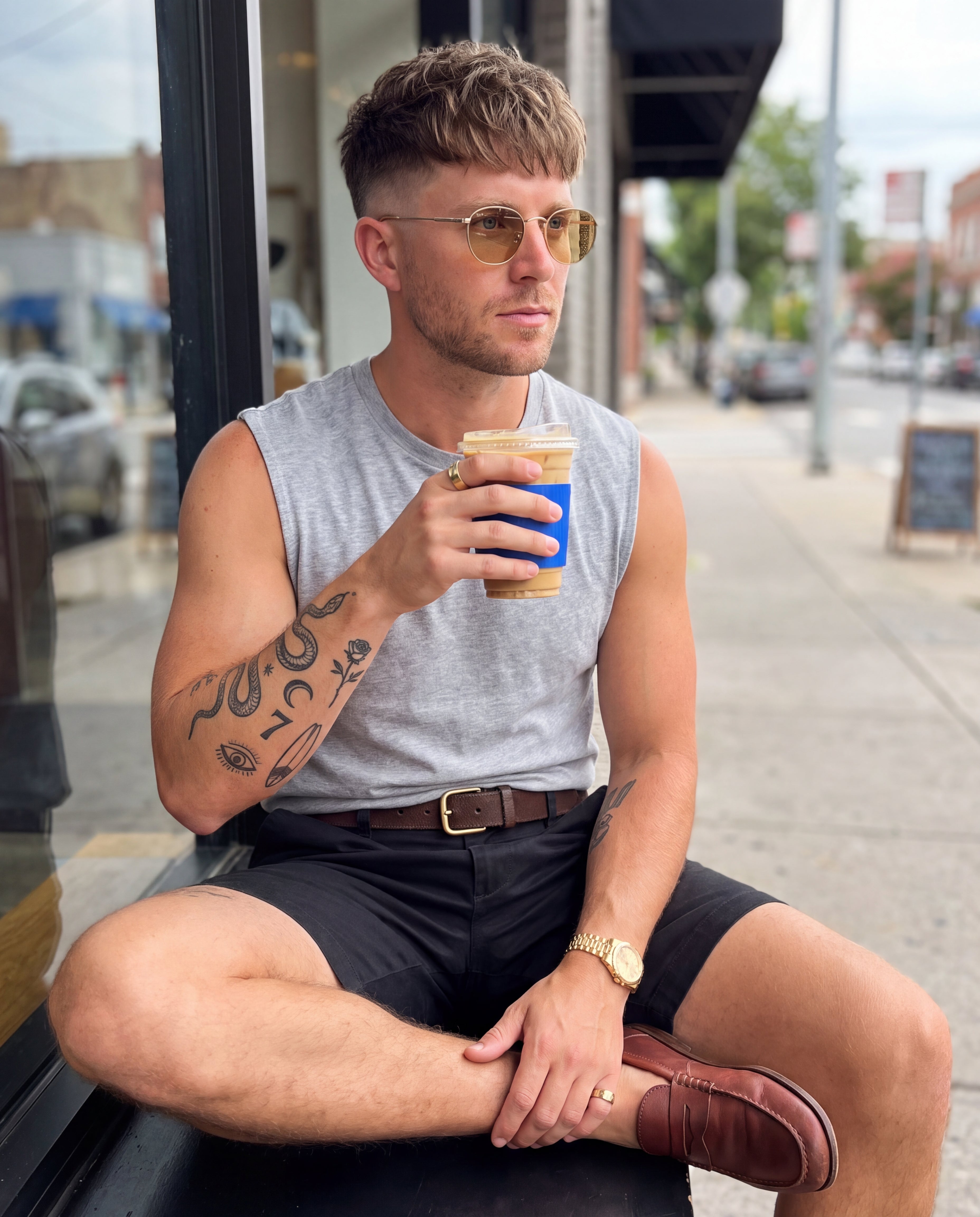 Lyocell-Cotton Chino Shorts - Black, Black, worn
