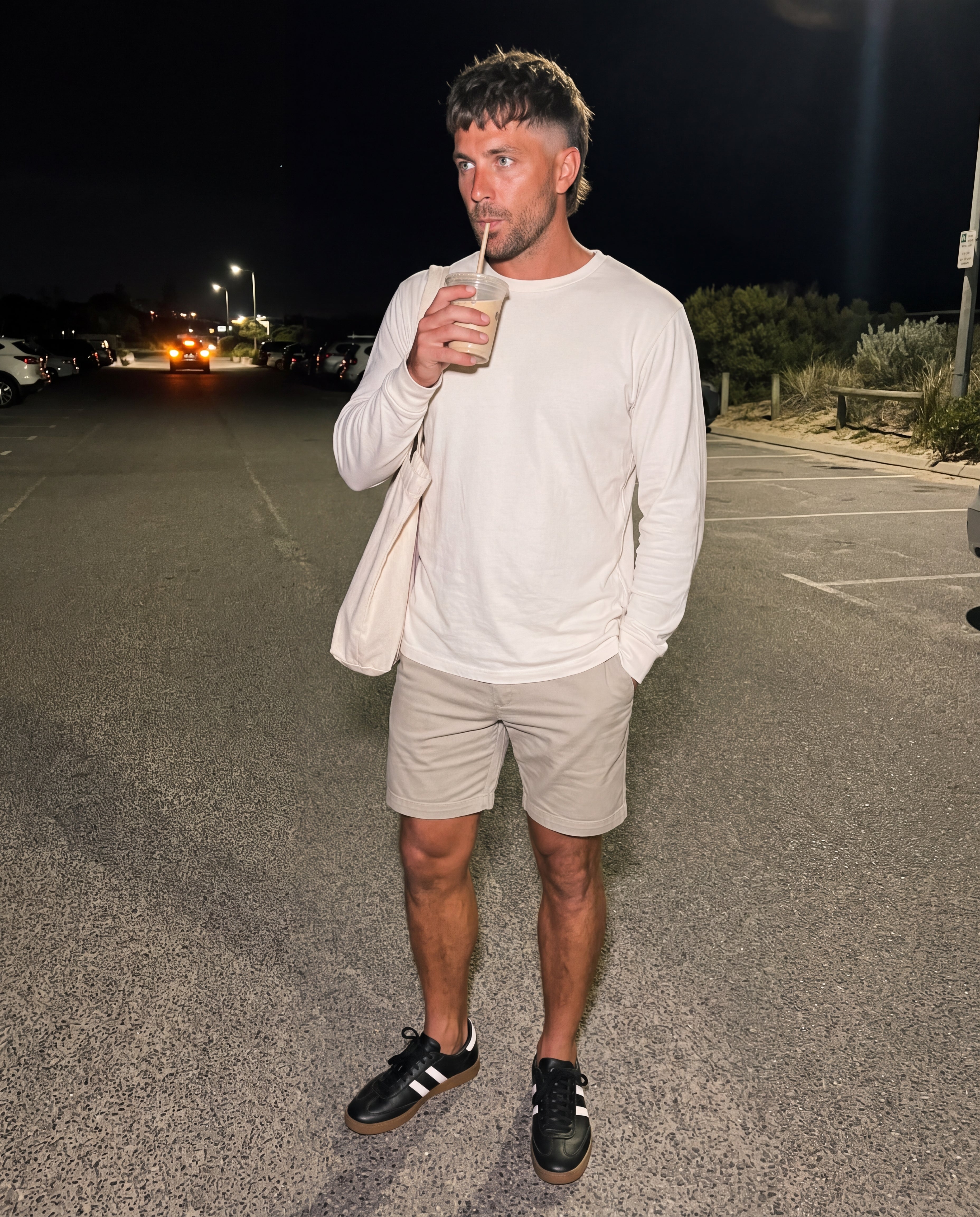 Lyocell-Cotton Chino Shorts - Khaki, Khaki, worn