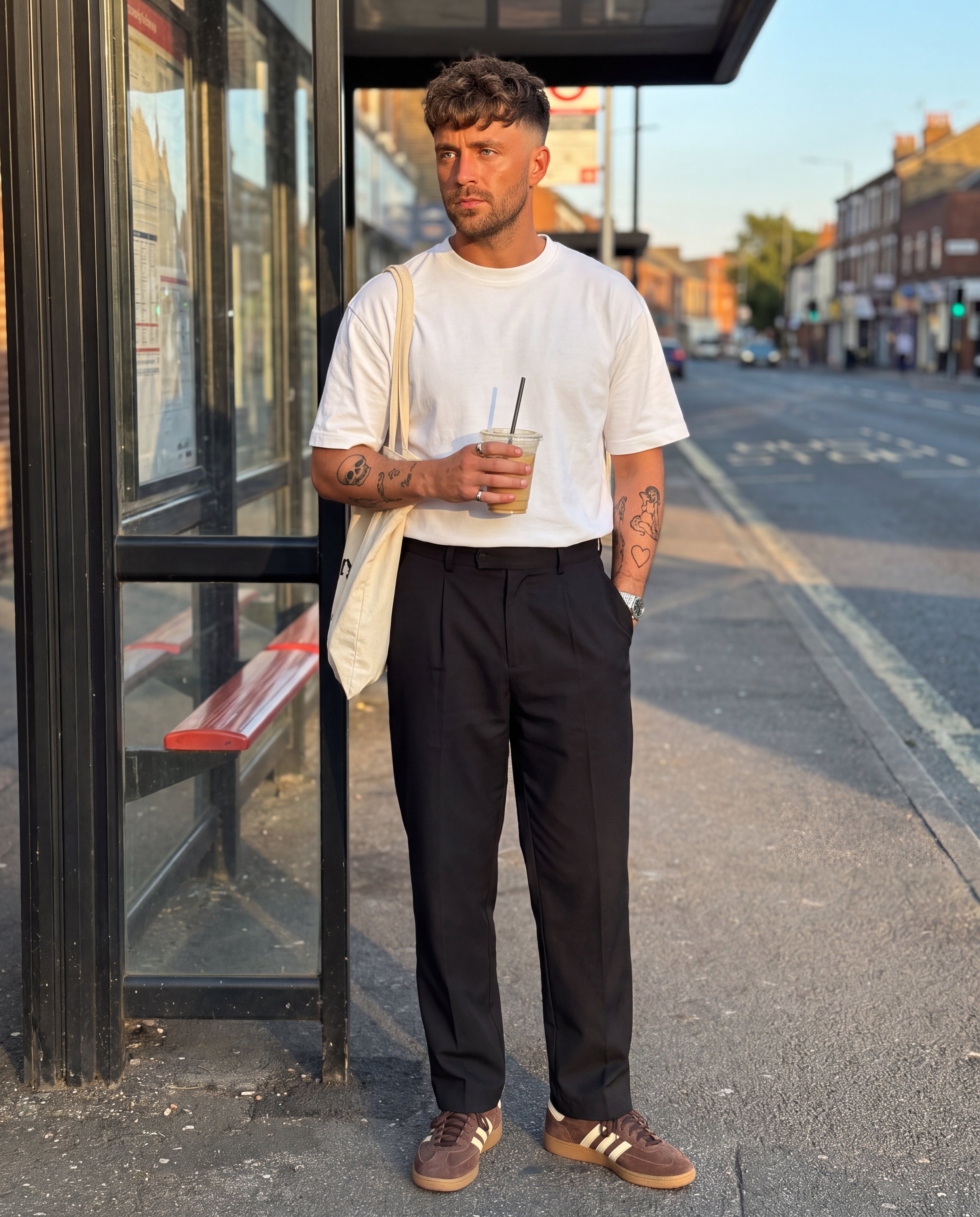 Pleated Cotton-Nylon Commuter Trousers - Black, Black, worn
