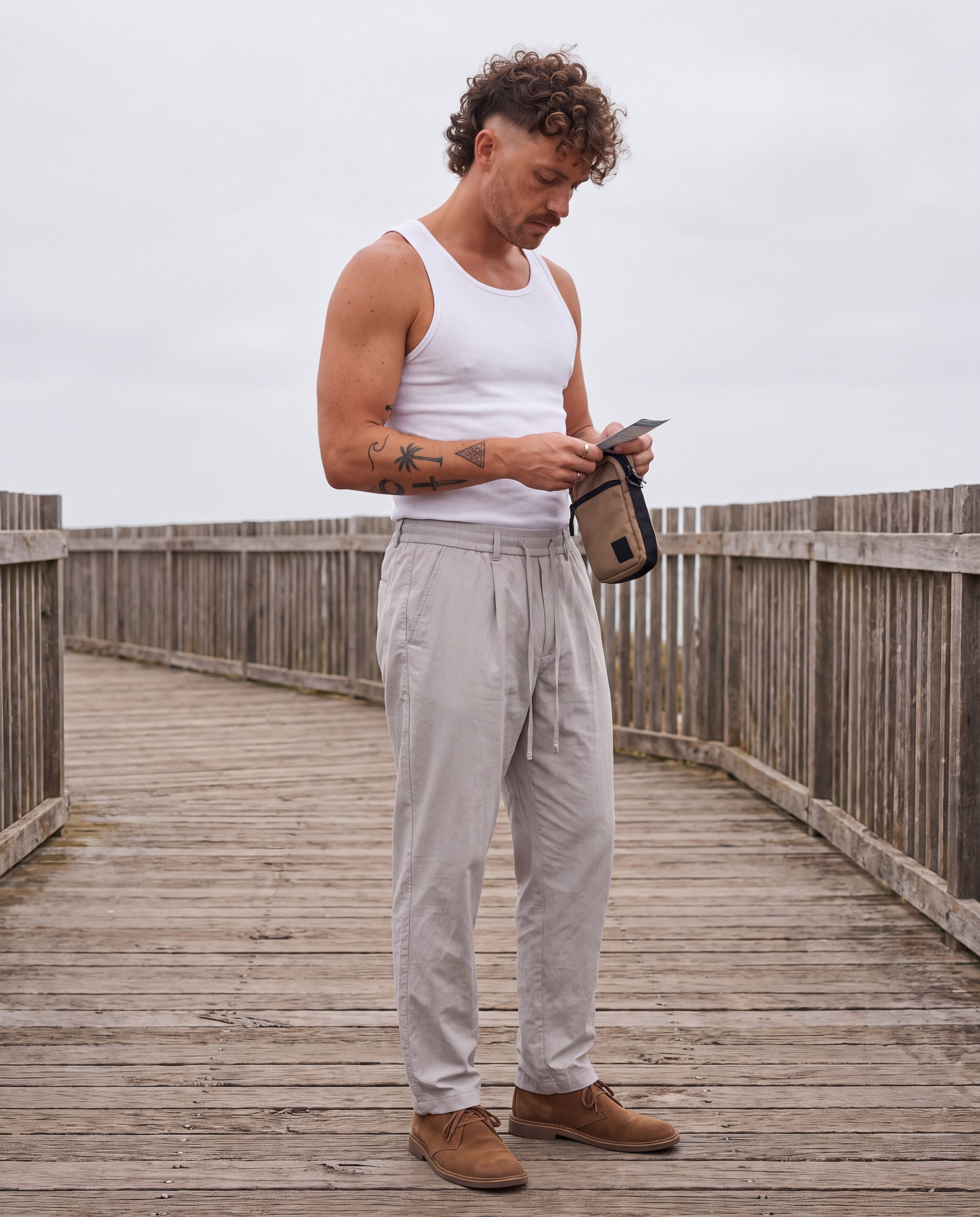 Pleated Lyocell-Nylon Trousers - Light Grey, Light Grey, worn