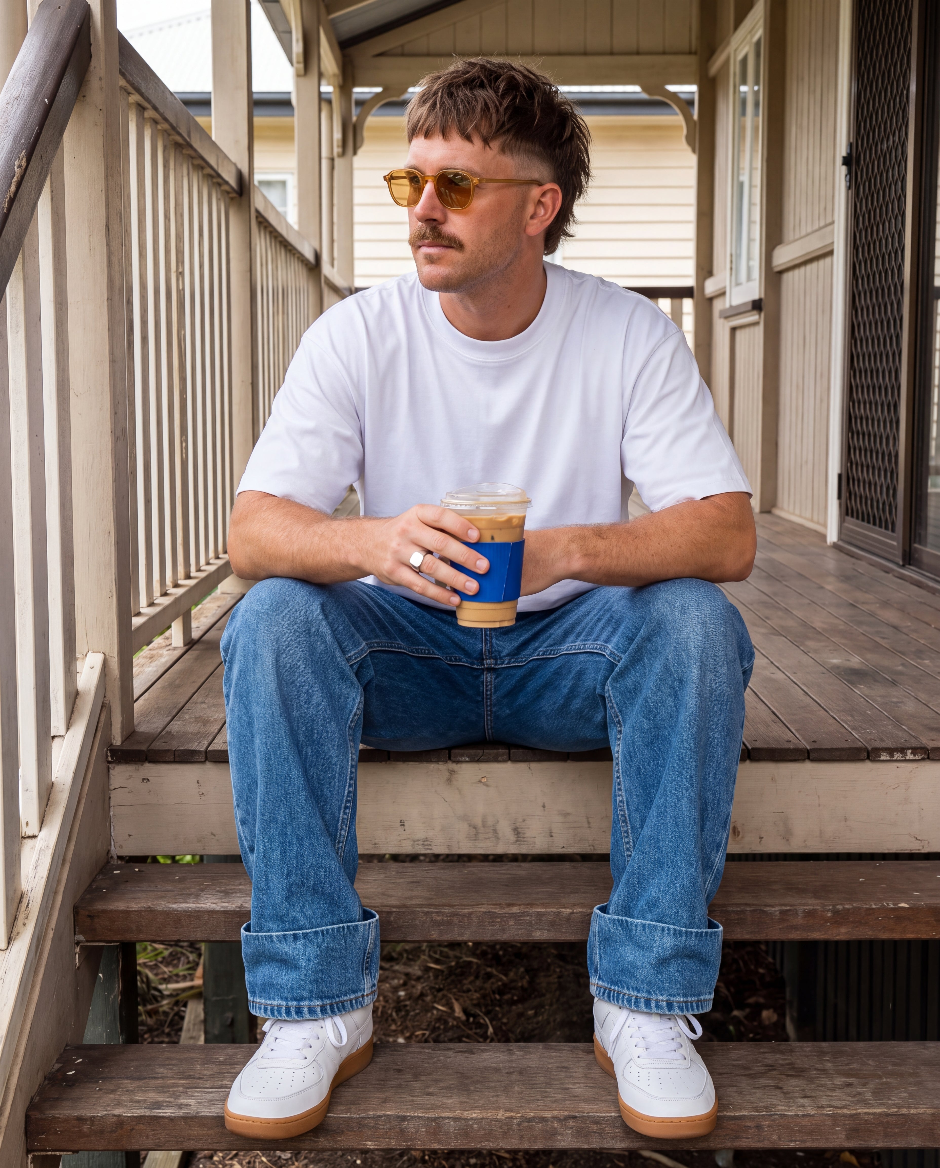 Frame Tee - White, WHITE, worn