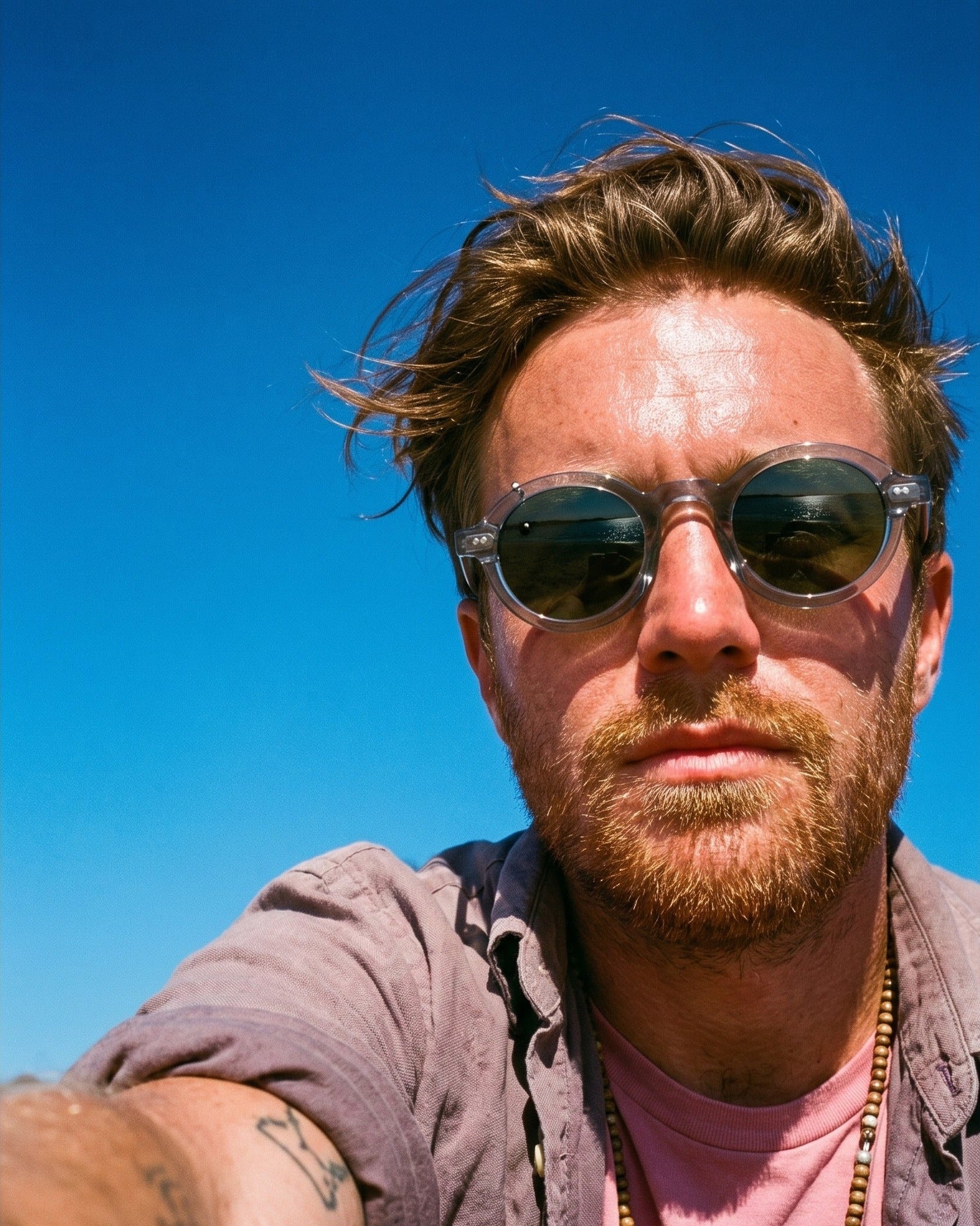 Hipland Maui Clear Grey Green sunglasses on model