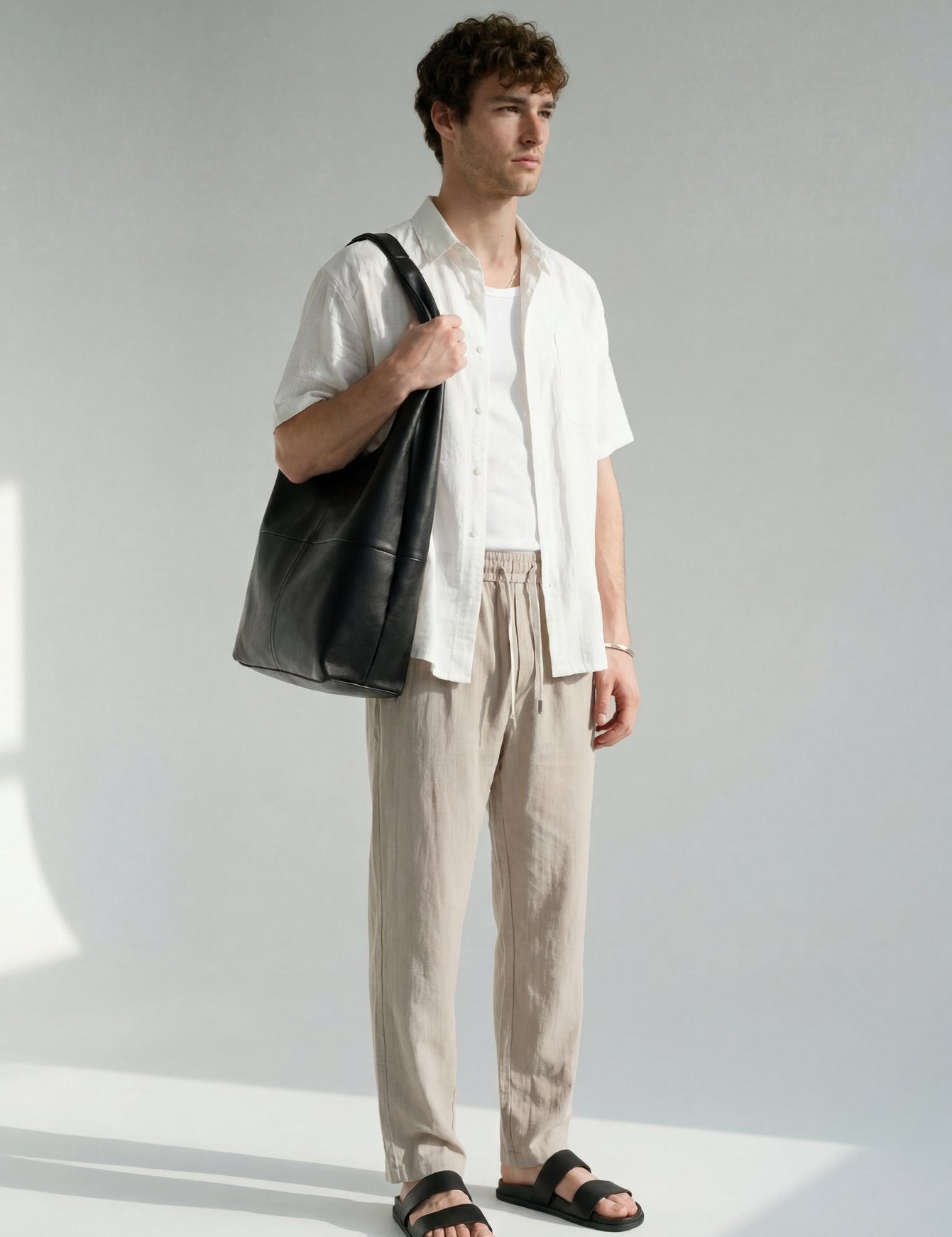 Hipland Nara Beach Trouser Stone Taupe lifestyle