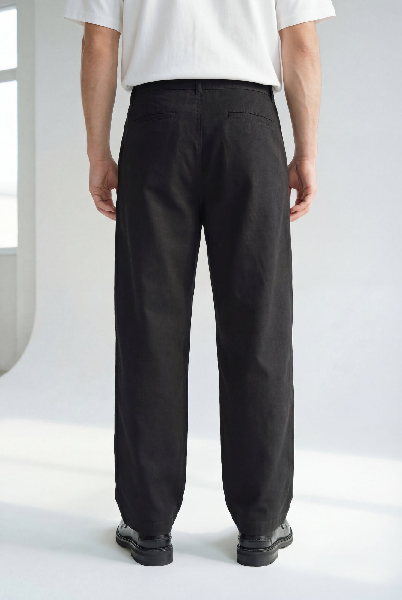 Hipland Pleated Kyoto Trousers Black back