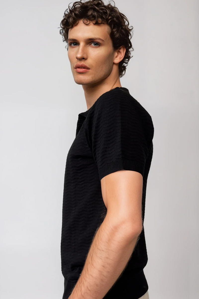 Astor Knit Polo - Black