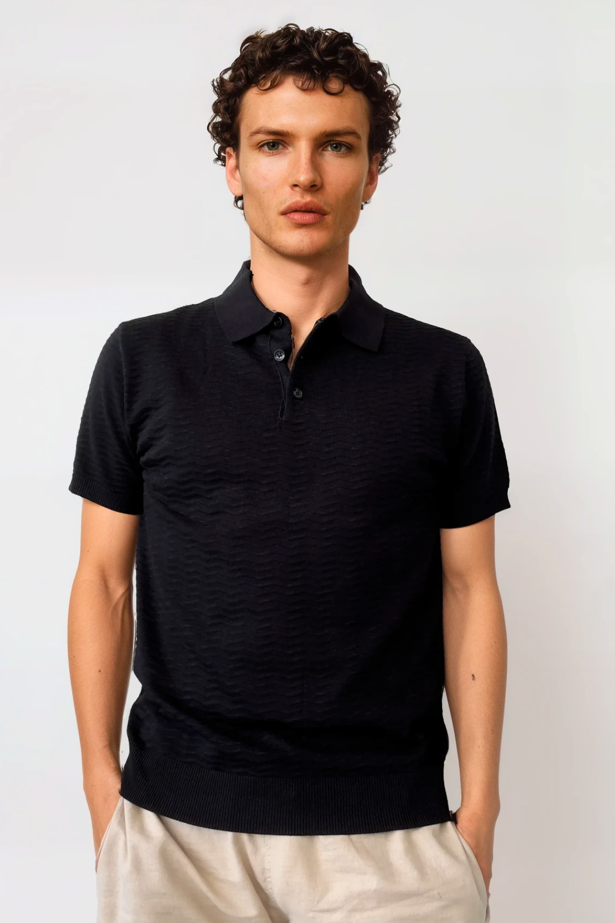 Astor Knit Polo - Black