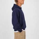 Brushed Fleece Hoodie Navy - Side View