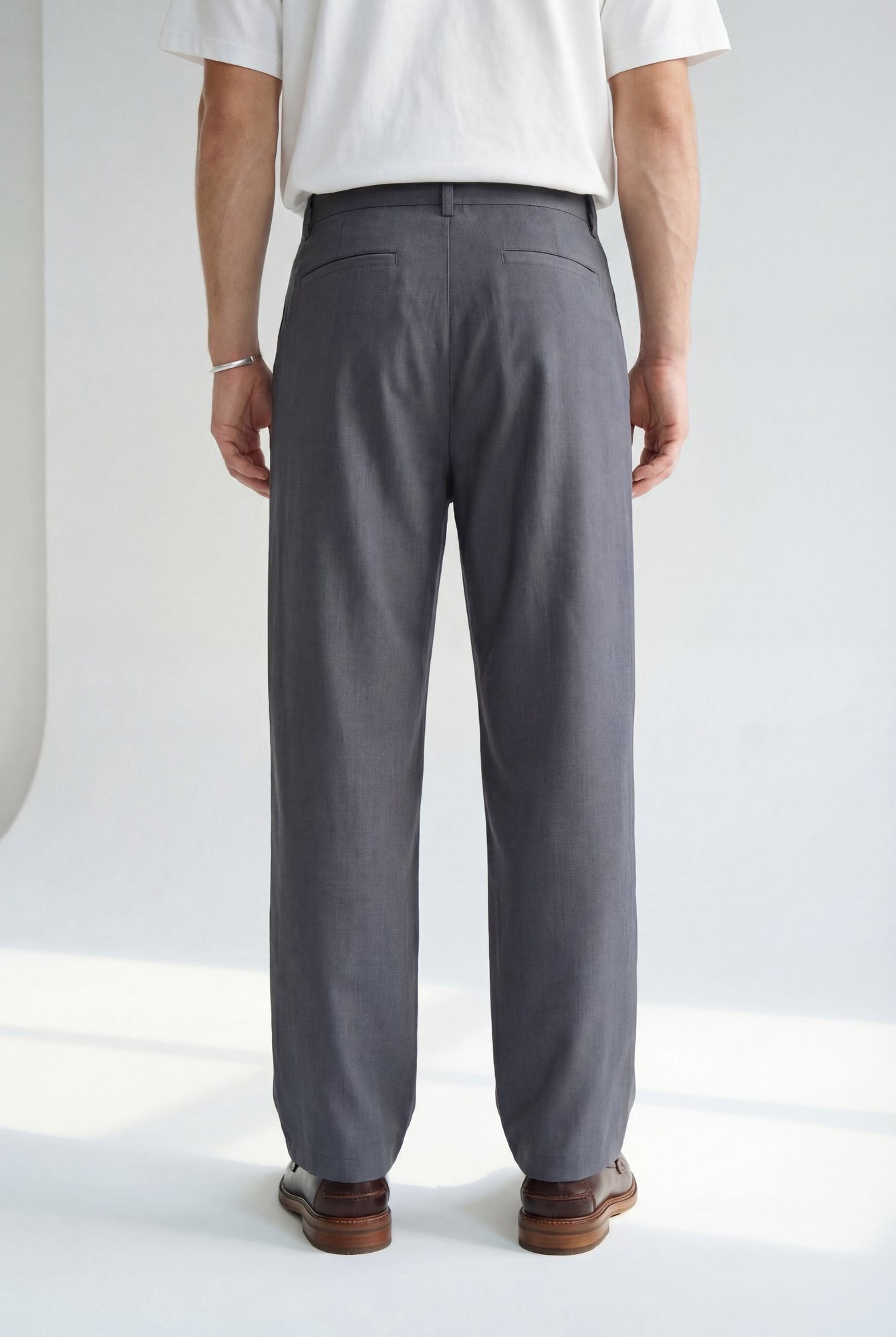 Hipland Studio Pleat Trousers Slate Grey back