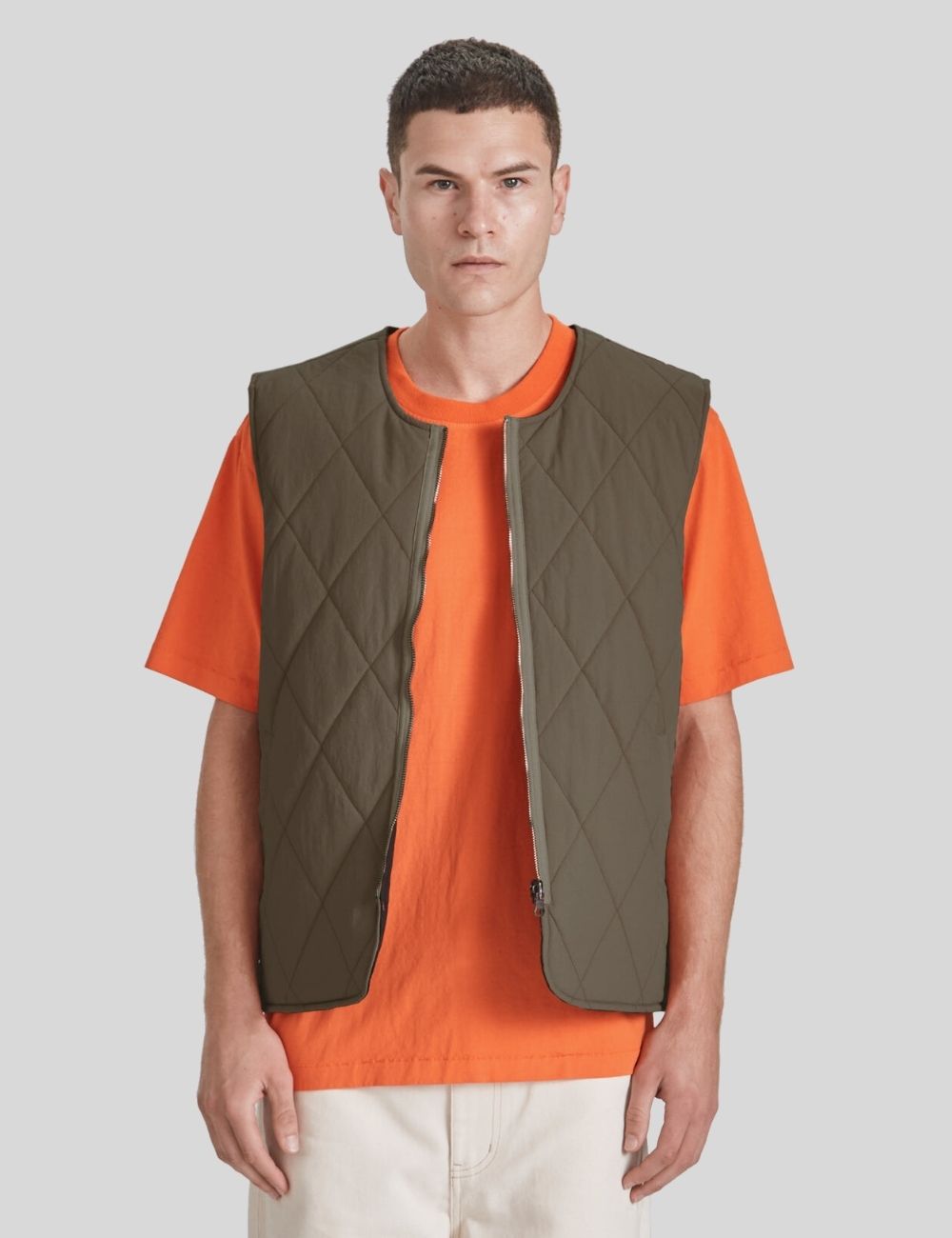 Commoners Quilted Vest - Black/Olive Grey