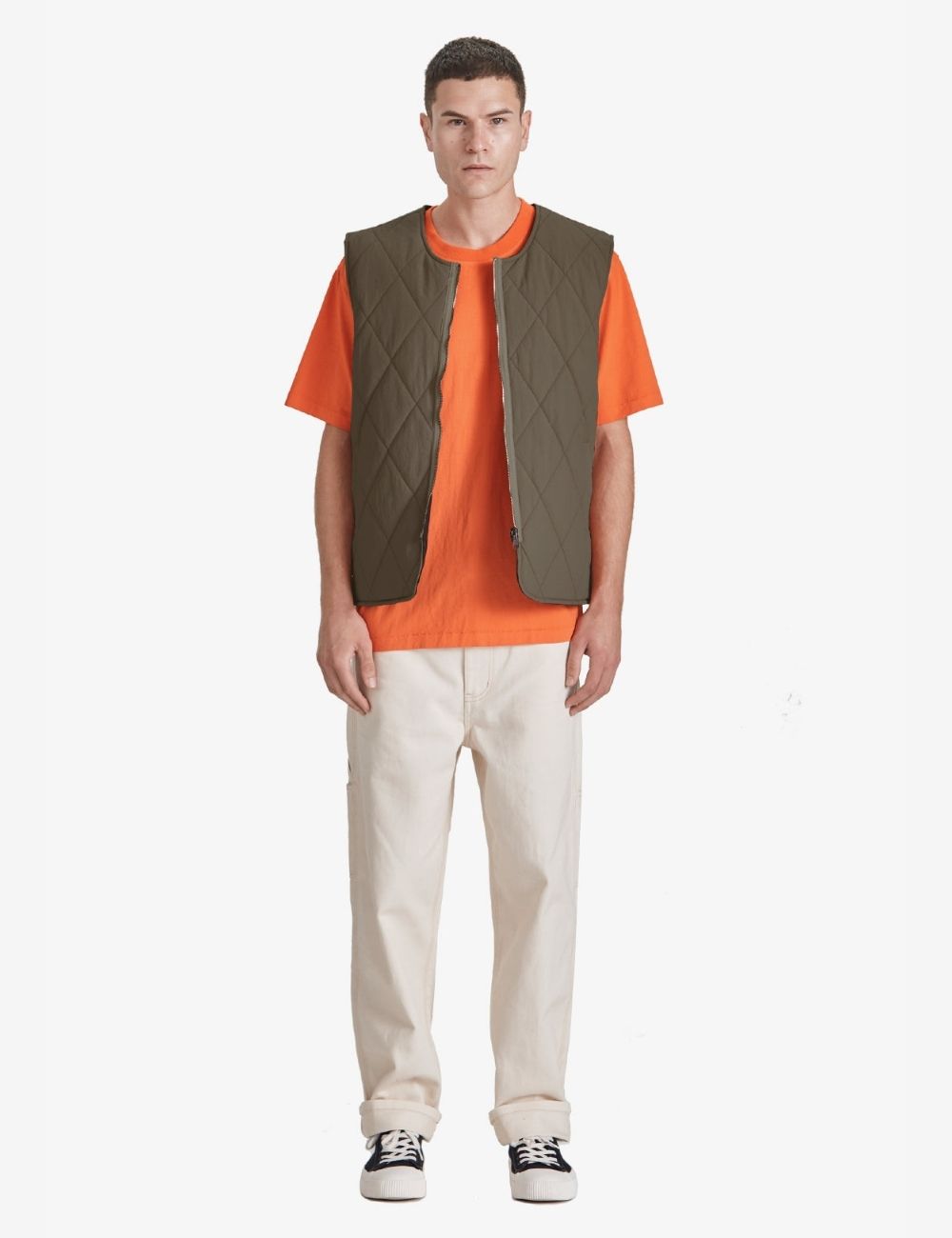 Commoners Quilted Vest - Black/Olive Grey