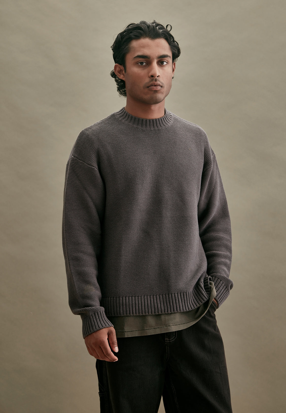 Commoners Oversized Crew Knit - Stormy
